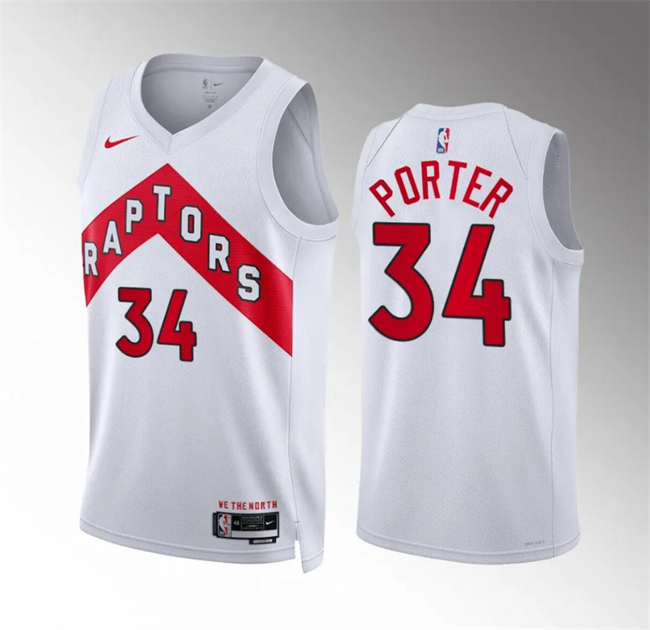 Men's Toronto Raptors #34 Jontay Porter White Association Edition Stitched Basketball Jersey